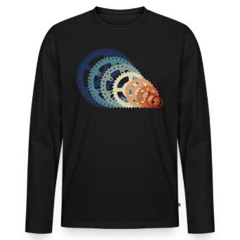 Retro Vintage Cycling Mountain Biking Cycling - Men's Premium Organic Long Sleeve Shirt - black - Front - Nico (187cm)