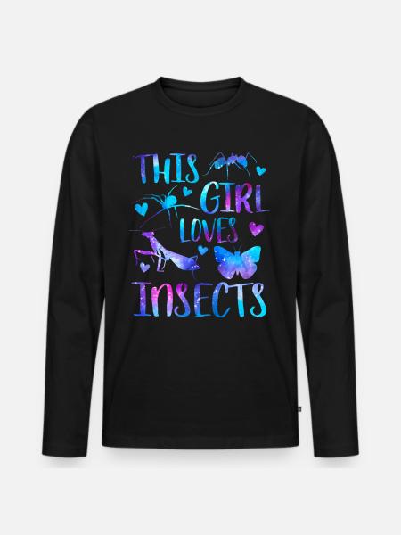 This girl loves insects - Men's Premium Organic Long Sleeve Shirt - black