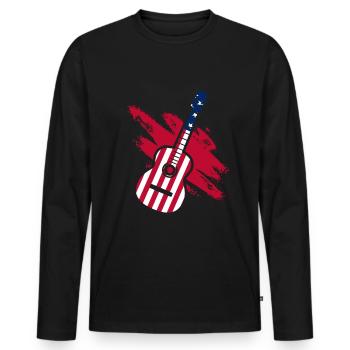 Vintage American Guitar Player US Flag Music Funny - Men's Premium Organic Long Sleeve Shirt - black - Front - Nico (187cm)