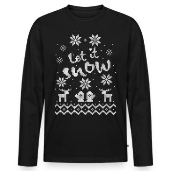 Let it Snow Pull de Noël moche Flocons de neige - T-shirt manches longues Premium bio Homme - noir - Devant - Nico (187cm)