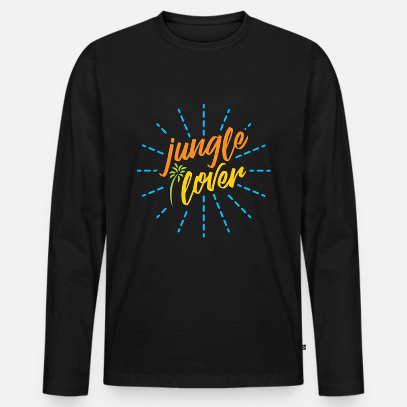Dschungel Urwald Geschenk - Männer Premium Bio Langarmshirt - Schwarz