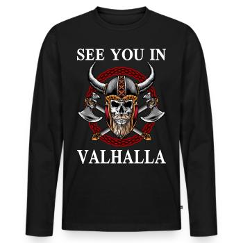 Viking mythology Valhalla gods - Men's Premium Organic Long Sleeve Shirt - black - Front - Nico (187cm)
