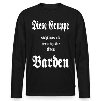 Rollenspiel Barde - Rollenspieler T Shirt & Hoodie - Männer Premium Bio Langarmshirt - Schwarz - Vorne - Nico (187cm)