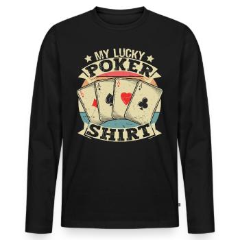 My Lucky Poker Shirt retro lucky Poker Design - Men's Premium Organic Long Sleeve Shirt - black - Front - Nico (187cm)