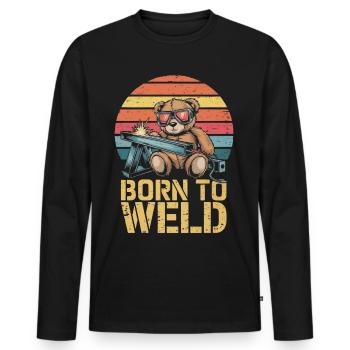 Teddybär Schweißer schweißen Stahlbau Metallbau - Männer Premium Bio Langarmshirt - Schwarz - Vorne - Nico (187cm)