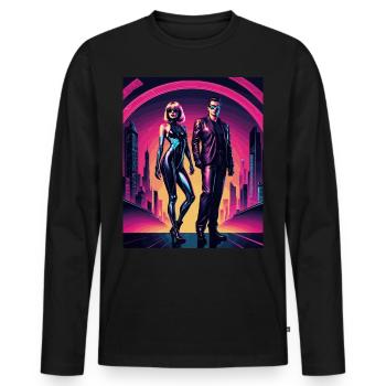 2reborn CyberCity Cybercrime Cyberlove 6 - Männer Premium Bio Langarmshirt - Schwarz - Vorne - Nico (187cm)