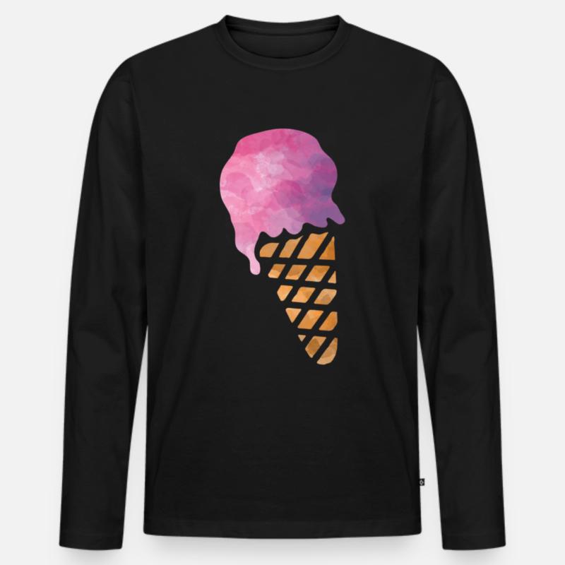 Eiscreme - Männer Premium Bio Langarmshirt - Schwarz