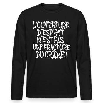 L' OUVERTURE D'*SPRIT PAS UNE FRACTURE DU CRANE - T-shirt manches longues Premium bio Homme - noir - Devant - Nico (187cm)