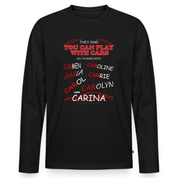 Ich spiele noch mit Autos - Männer Premium Bio Langarmshirt - Schwarz - Vorne - Nico (187cm)