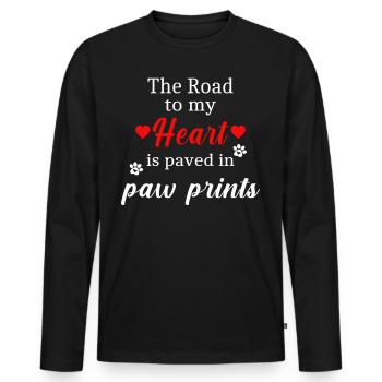 The way to my heart is with paw prints - Men's Premium Organic Long Sleeve Shirt - black - Front - Nico (187cm)