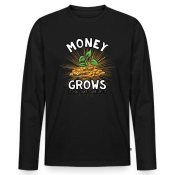 Money 1 - Men's Premium Organic Long Sleeve Shirt - black - Front - Nico (187cm)