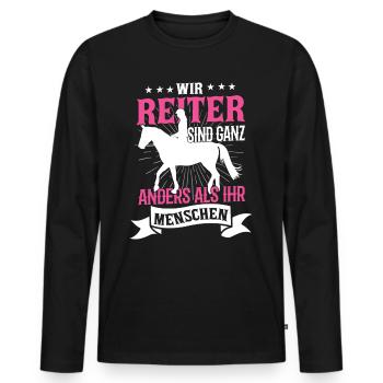 Équitation Cheval Sort Équestres Reitschule - T-shirt manches longues Premium bio Homme - noir - Devant - Nico (187cm)