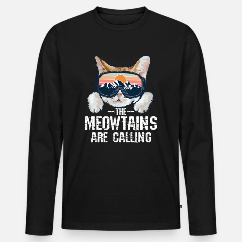 The meowtains are calling - Männer Premium Bio Langarmshirt - Schwarz