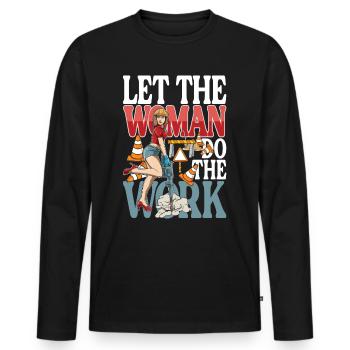 Let The Woman Do The Work - Männer Premium Bio Langarmshirt - Schwarz - Vorne - Nico (187cm)