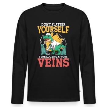Don't Flatter Yourself I Was Looking At Your Veins - Männer Premium Bio Langarmshirt - Schwarz - Vorne - Nico (187cm)