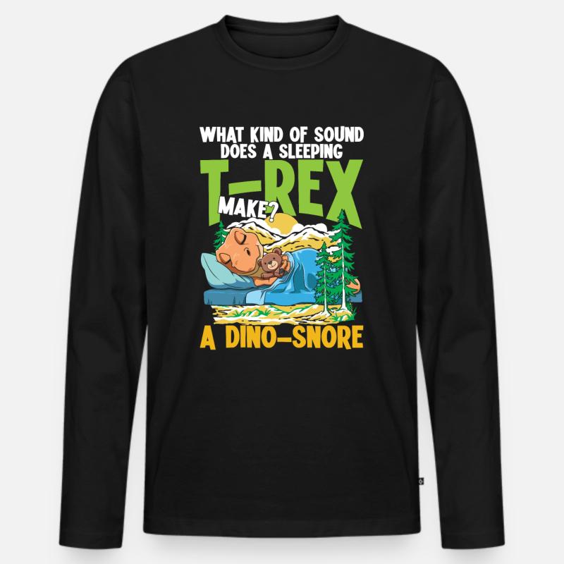 Schlafender T-Rex Dino Schnarchen - Männer Premium Bio Langarmshirt - Schwarz