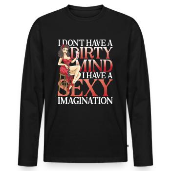 I Don't Have A Dirty Mnd I Have A Sexy Imagination - Männer Premium Bio Langarmshirt - Schwarz - Vorne - Nico (187cm)
