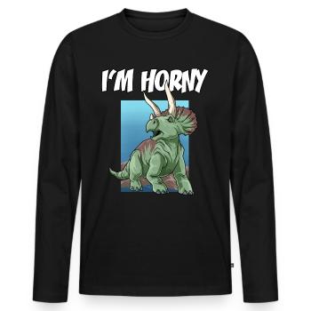 Velociraptor für einen Dino Fan und Dinosaurier - Männer Premium Bio Langarmshirt - Schwarz - Vorne - Nico (187cm)