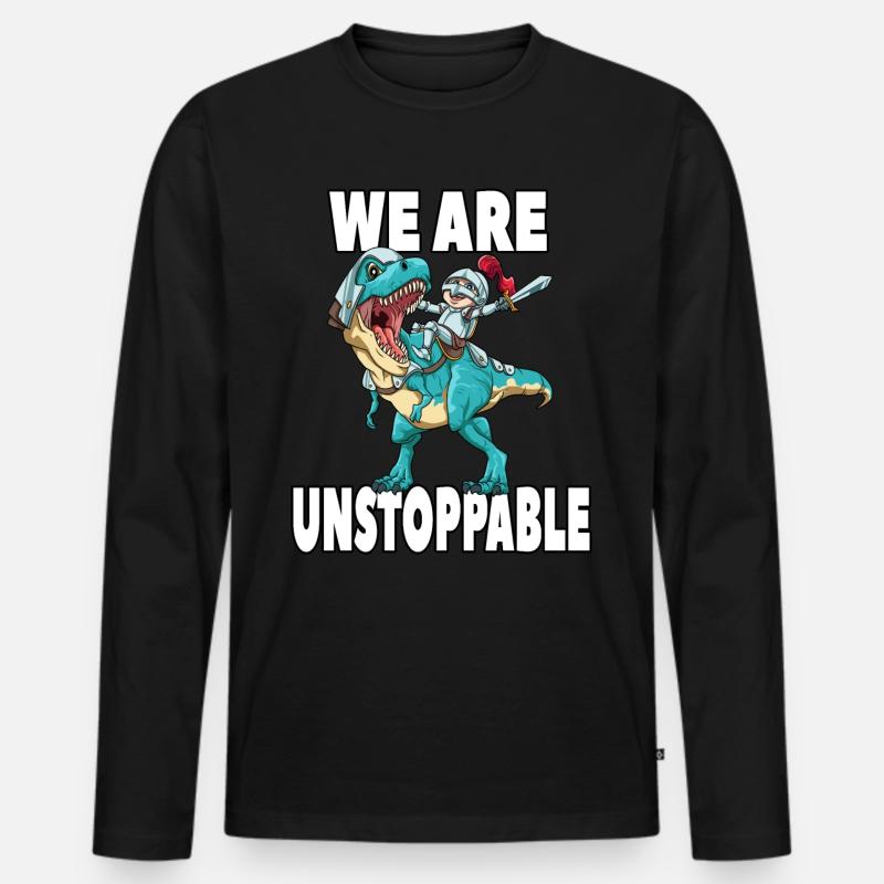 Brachiosaurus Dinosaurier Astronaut Dino Langhals - Männer Premium Bio Langarmshirt - Schwarz