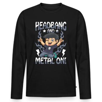 Headbang And Metal On für einen Schüler und Jungs - Männer Premium Bio Langarmshirt - Schwarz - Vorne - Nico (187cm)