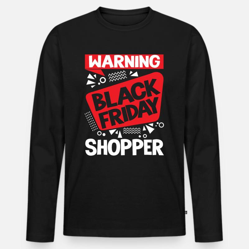 Warning Black Friday Shopper - Männer Premium Bio Langarmshirt - Schwarz