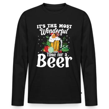 Christmas Time For A Beer - Männer Premium Bio Langarmshirt - Schwarz - Vorne - Nico (187cm)
