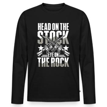 Head On The Stock Eye On The Rock - Männer Premium Bio Langarmshirt - Schwarz - Vorne - Nico (187cm)