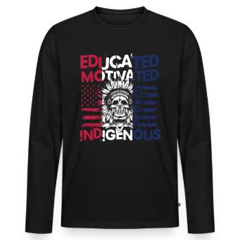 Educated Motivated Indigenous für Ureinwohner - Männer Premium Bio Langarmshirt - Schwarz - Vorne - Nico (187cm)