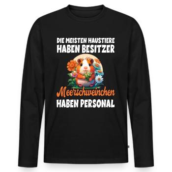 Haustiere haben Besitzer Meerschweinchen haben - Männer Premium Bio Langarmshirt - Schwarz - Vorne - Nico (187cm)