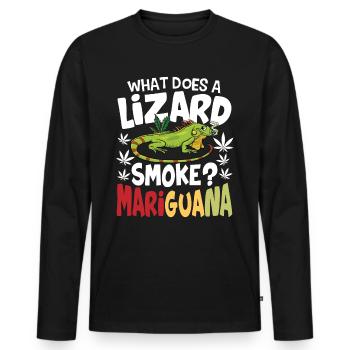 What Does A Lizard Smoke? Mariguana - Männer Premium Bio Langarmshirt - Schwarz - Vorne - Nico (187cm)