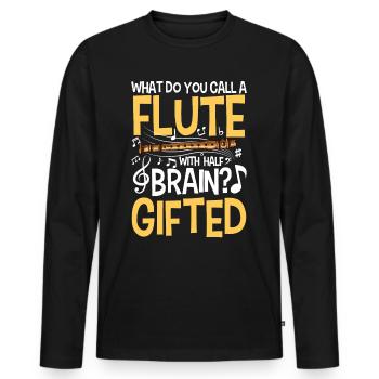 Flute With Brain - Gifted - Männer Premium Bio Langarmshirt - Schwarz - Vorne - Nico (187cm)