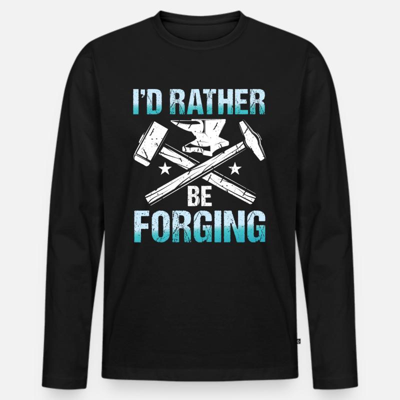 I'd Rather Be Forging - Männer Premium Bio Langarmshirt - Schwarz