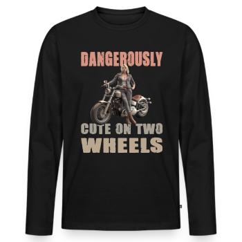Dangerously On Two Wheels Motorradfaherin - Männer Premium Bio Langarmshirt - Schwarz - Vorne - Nico (187cm)