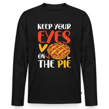 Keep Your Eyes On The Pie für einen Apple Pie - Männer Premium Bio Langarmshirt - Schwarz - Vorne - Nico (187cm)