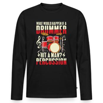 Schlagzeuger Schlagzeug Drumsticks - Männer Premium Bio Langarmshirt - Schwarz - Vorne - Nico (187cm)
