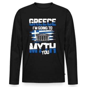 Greece I'm Going To Myth You - Männer Premium Bio Langarmshirt - Schwarz - Vorne - Nico (187cm)