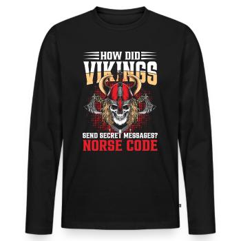 How Did Vikings Send Secret Messages Norce Code - Männer Premium Bio Langarmshirt - Schwarz - Vorne - Nico (187cm)