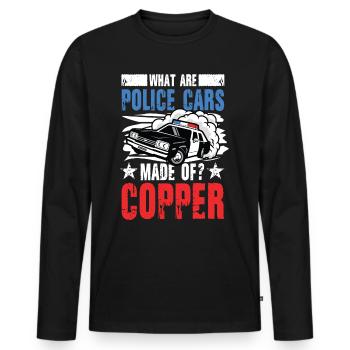 What Are Police Cars Made Of? COPPER - Männer Premium Bio Langarmshirt - Schwarz - Vorne - Nico (187cm)