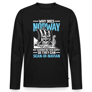 Norway Barcode On Their Ships Scan-Di-Navian - Männer Premium Bio Langarmshirt - Schwarz - Vorne - Nico (187cm)