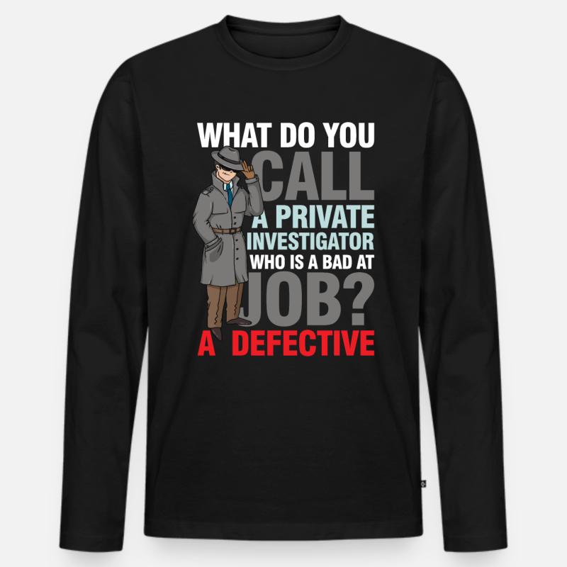 Private Investigator Defective - Männer Premium Bio Langarmshirt - Schwarz