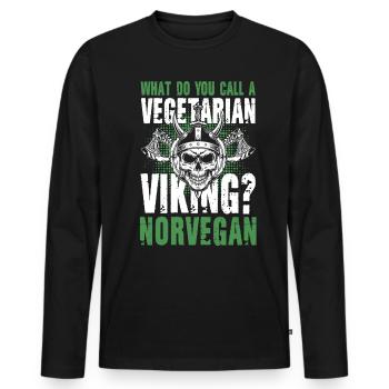 Vegetarian Viking Norvegan - Männer Premium Bio Langarmshirt - Schwarz - Vorne - Nico (187cm)