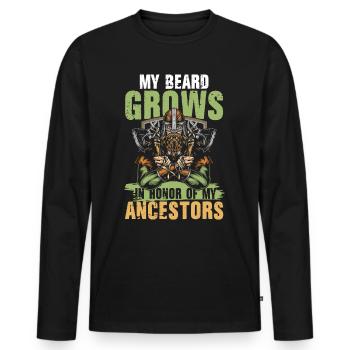 My Beard Grows In Honor Of My Ancestors - Männer Premium Bio Langarmshirt - Schwarz - Vorne - Nico (187cm)