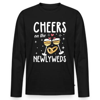 Cheers On The Newlyweds - Männer Premium Bio Langarmshirt - Schwarz - Vorne - Nico (187cm)