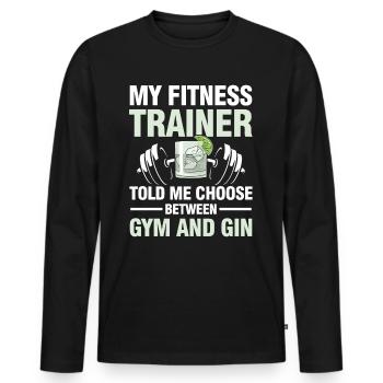 Fitness Trainer Gym And Gin Calisthenics - Männer Premium Bio Langarmshirt - Schwarz - Vorne - Nico (187cm)