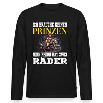 Brauche keinen Prinzen mein Pferd hat zwei Räder - Männer Premium Bio Langarmshirt - Schwarz - Vorne - Nico (187cm)