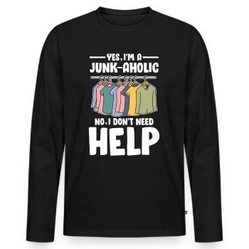 Yes I'm Junk-Ahoic No I Don't Need Help für - Männer Premium Bio Langarmshirt - Schwarz - Vorne - Nico (187cm)