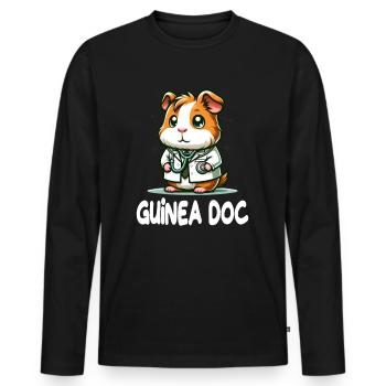 Doktor Meerschweinchen Guinea Doc - Männer Premium Bio Langarmshirt - Schwarz - Vorne - Nico (187cm)