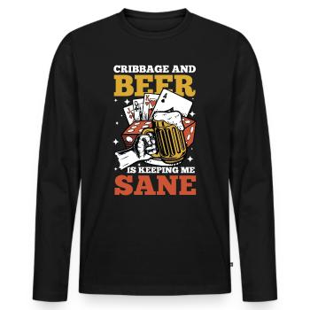 Cribbage And Beer Is Keeping Me Sane - Männer Premium Bio Langarmshirt - Schwarz - Vorne - Nico (187cm)