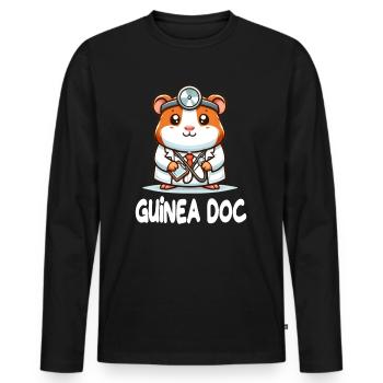 Doktor Meerschweinchen Guinea Doc - Männer Premium Bio Langarmshirt - Schwarz - Vorne - Nico (187cm)