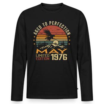 Mai 1976 Geburtstag Mai 1976 Geschenk 1976 Mai - Männer Premium Bio Langarmshirt - Schwarz - Vorne - Nico (187cm)